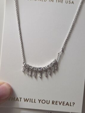 Dainty Silver Crystal Fringe Necklace